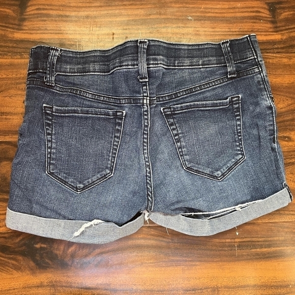 Isabel Maternity Blue Denim Midi Short Women's Size 2 Elastic Stretch Panels EUC - Picture 2 of 5